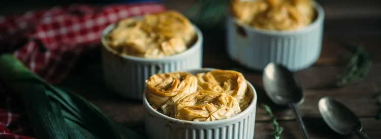 Chicken, Leek & Pea Fillo Pies 
