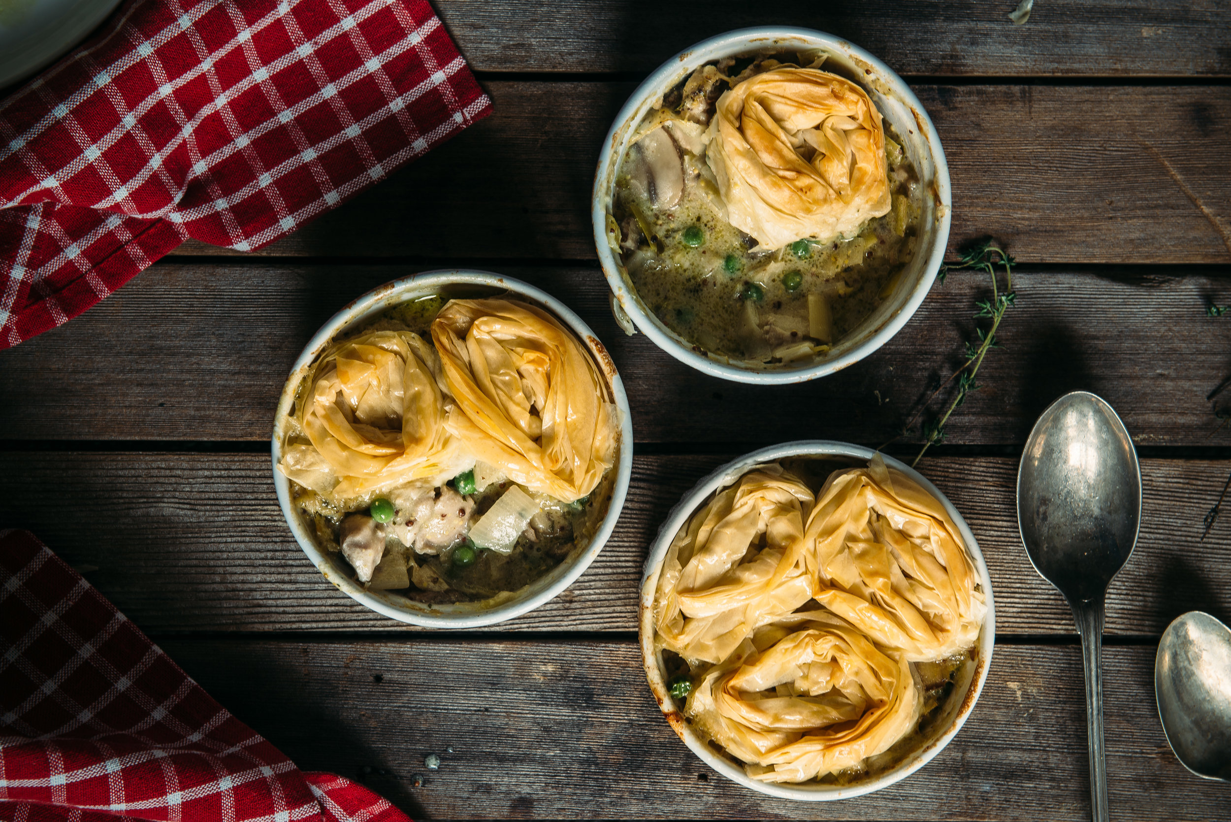 Chicken, Leek &amp; Pea Fillo Pies