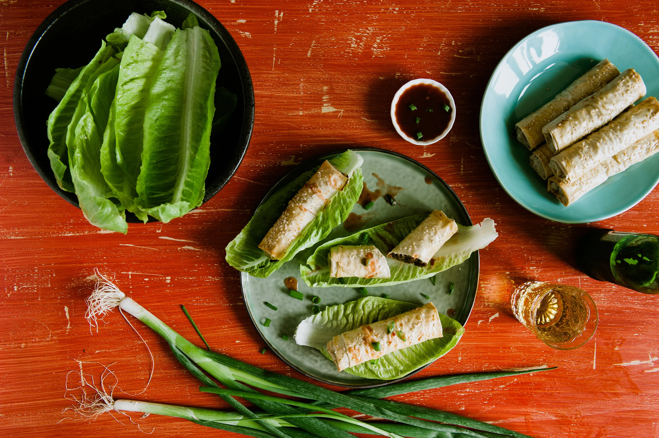 Pork Spring Rolls in Cos Lettuce