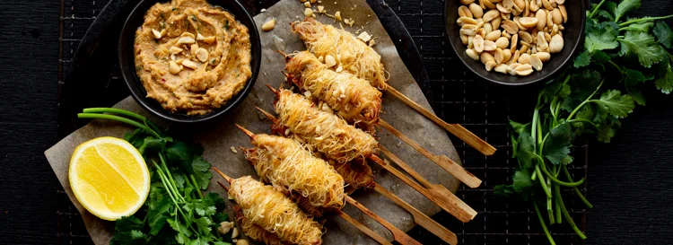 Kataifi Chicken Satay Skewers