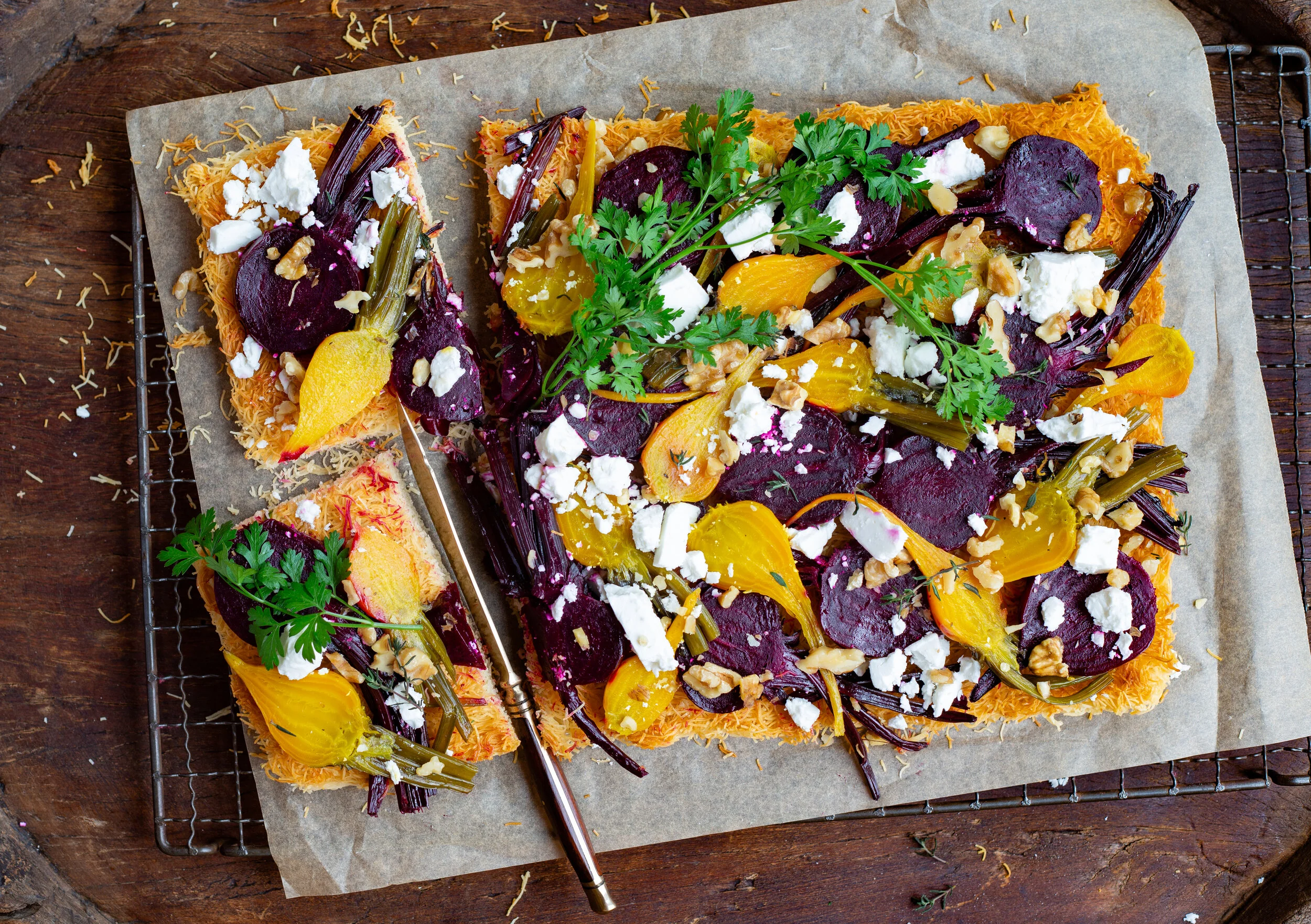 Honey Kataifi Beetroot Tart