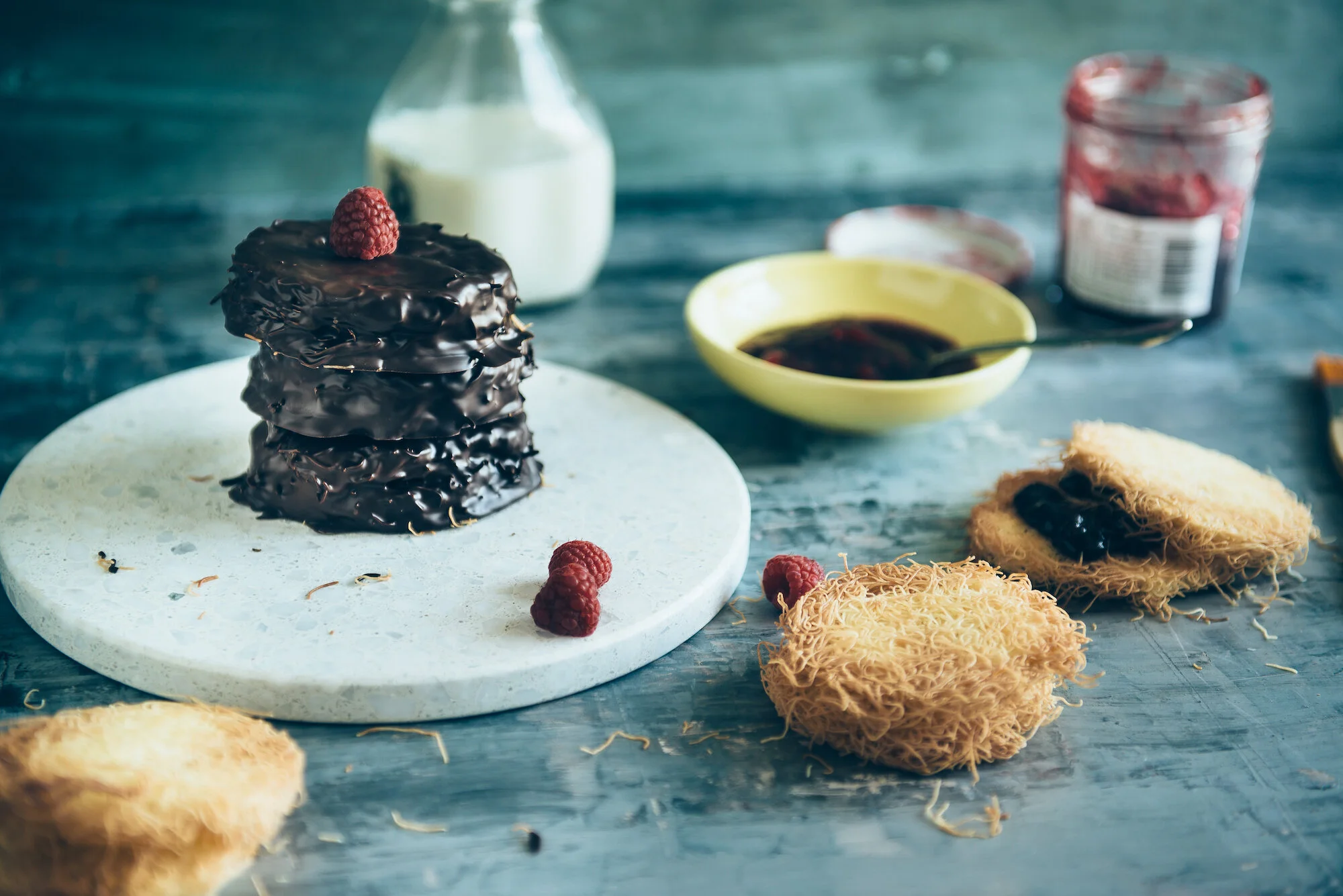 Chocolate Kataifi Jam Sandwiches