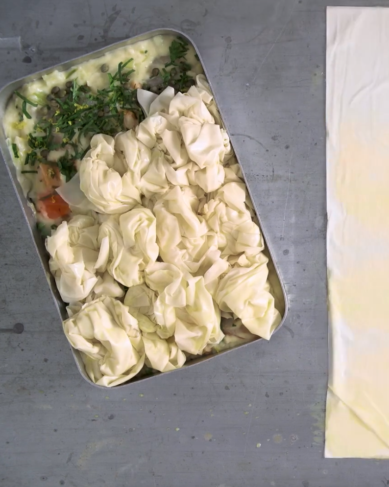 Scrunched Fillo Pastry Pie