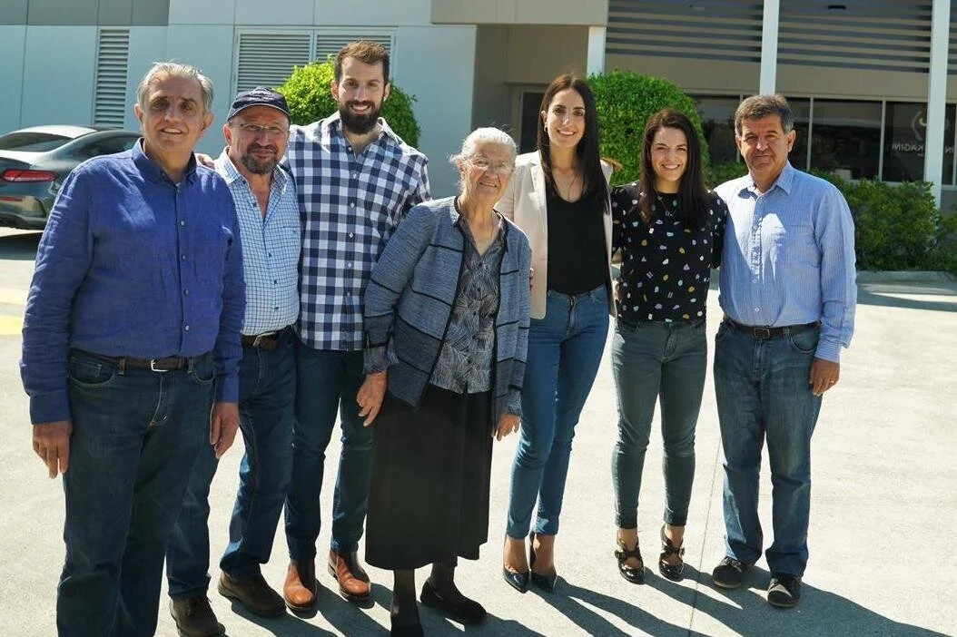 The Antoniou Fillo Pastry Family - (from left) Nick Apostoles, Con Papadopoulos, Tim Papadopoulos, Marina Antoniou, Christine Apostoles, Kristel Moulas and Tony Antoniou.