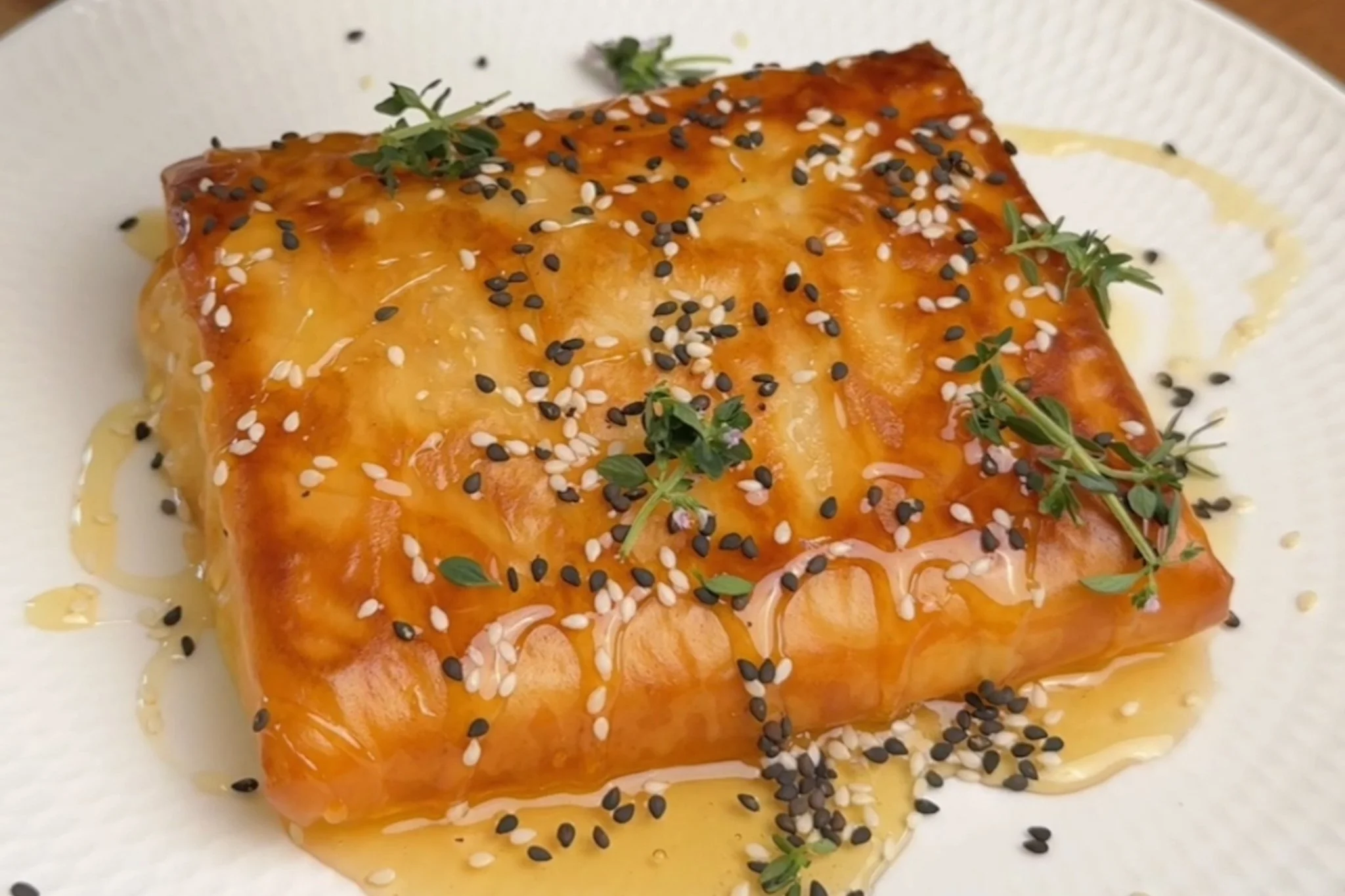 Fillo Wrapped Feta with Honey and Thyme