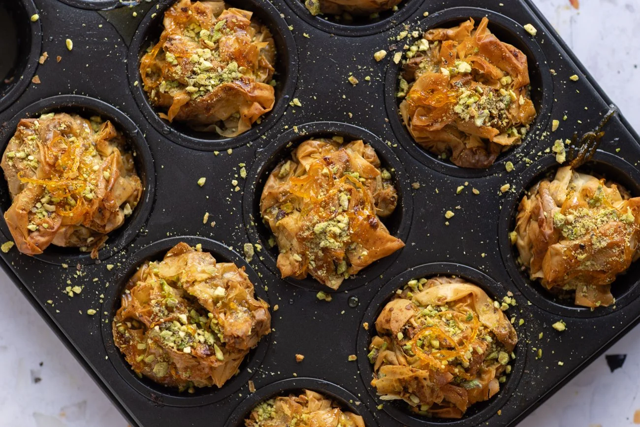 Easy Pistachio and Orange Baklava Cupcakes