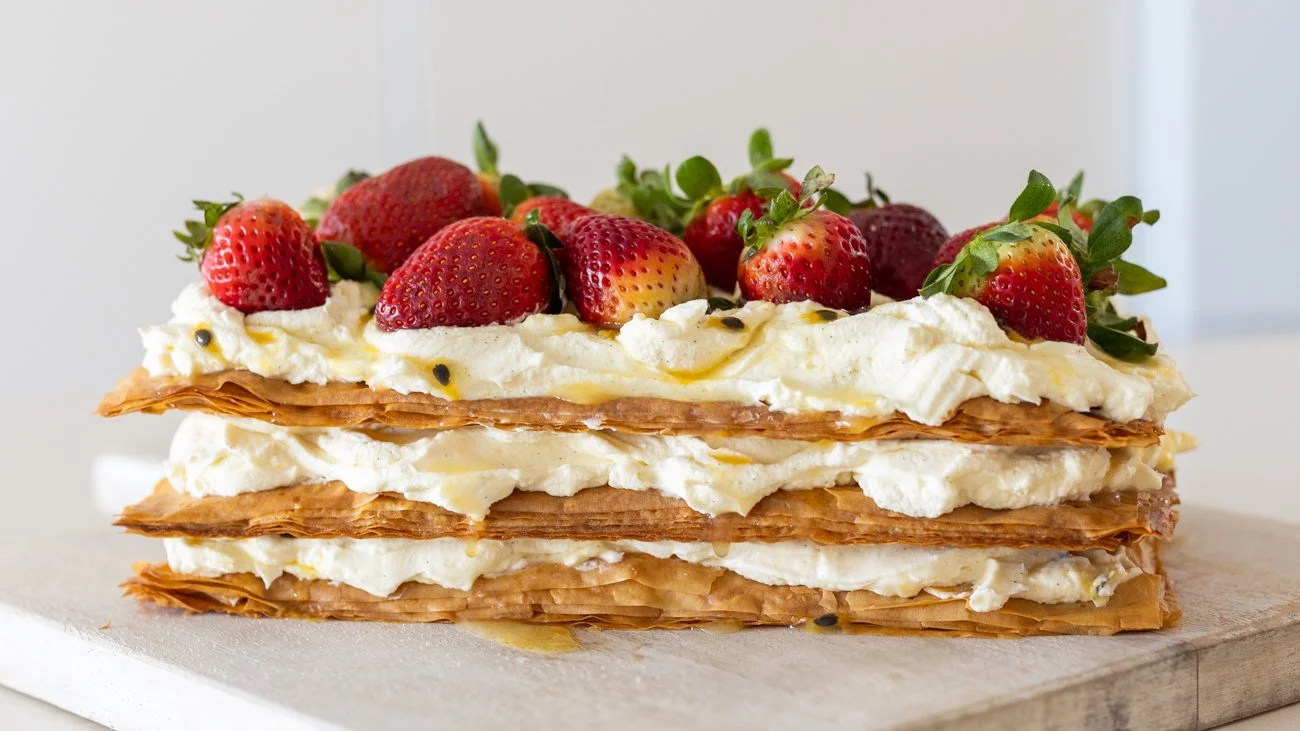 Strawberries and Cream Fillo Cake