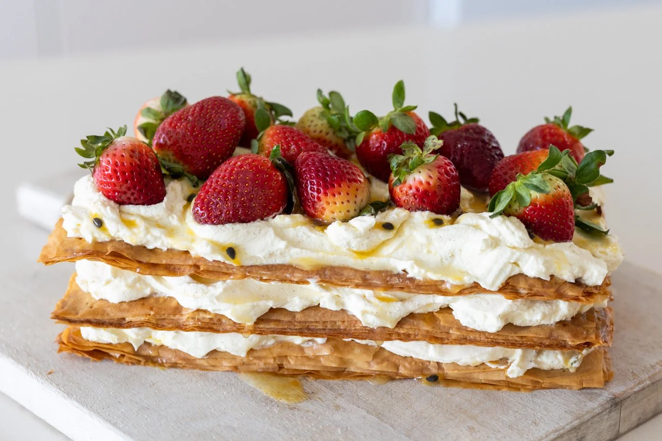 strawberries and cream fillo cake recipe