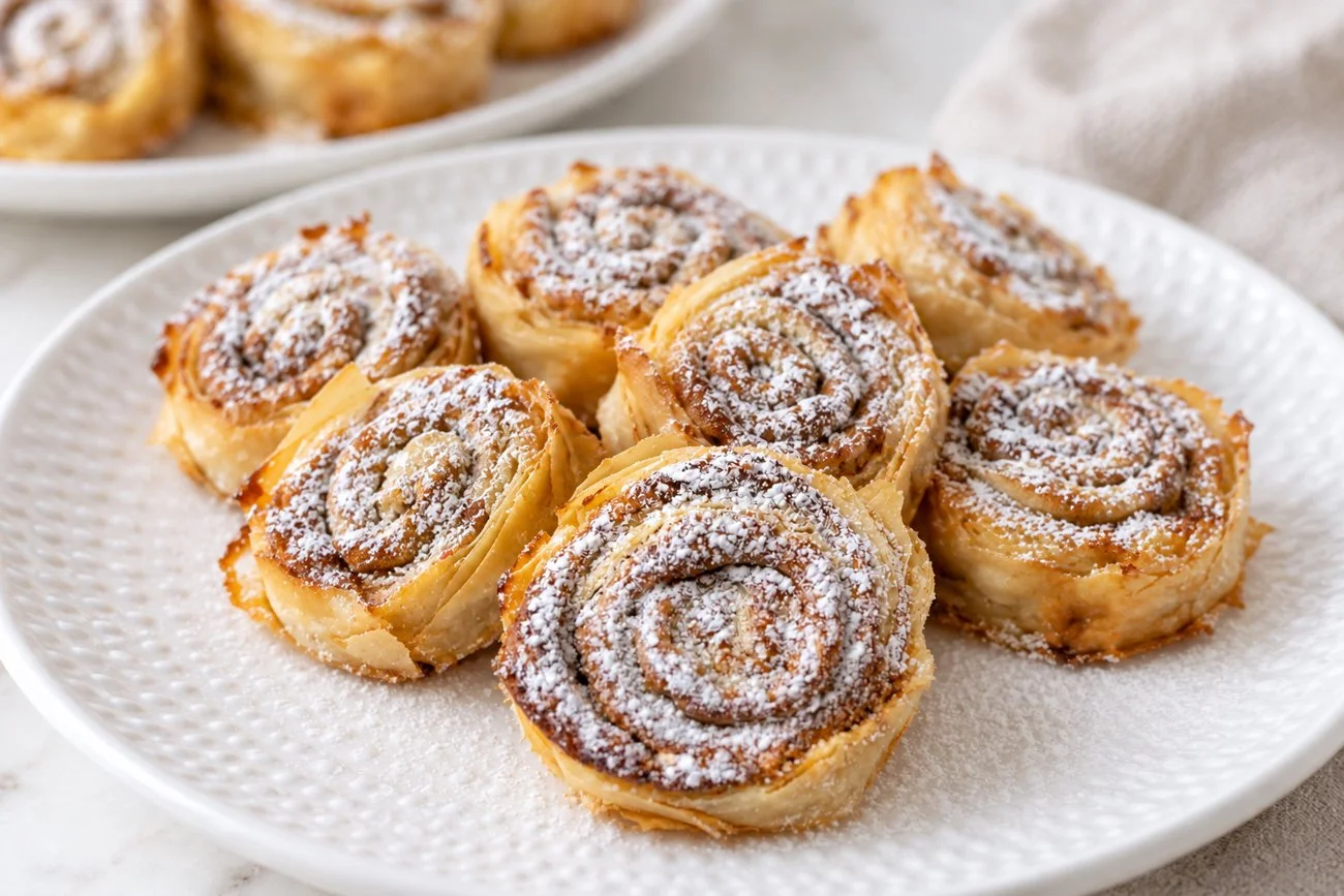 mini cinnamon fillo pastry scrolls
