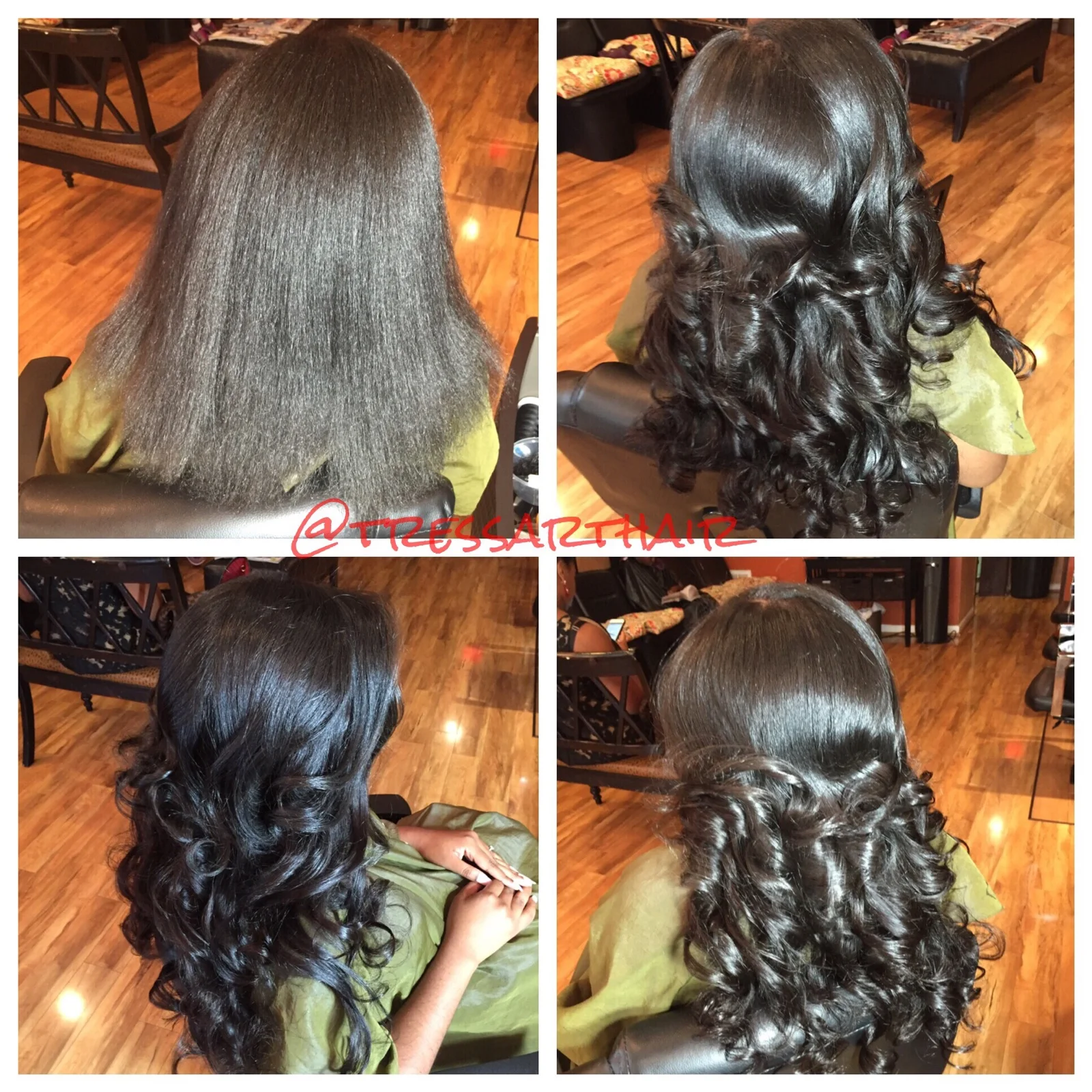 Natural hair. Silk press x Clip-in extensions. Titanium curled