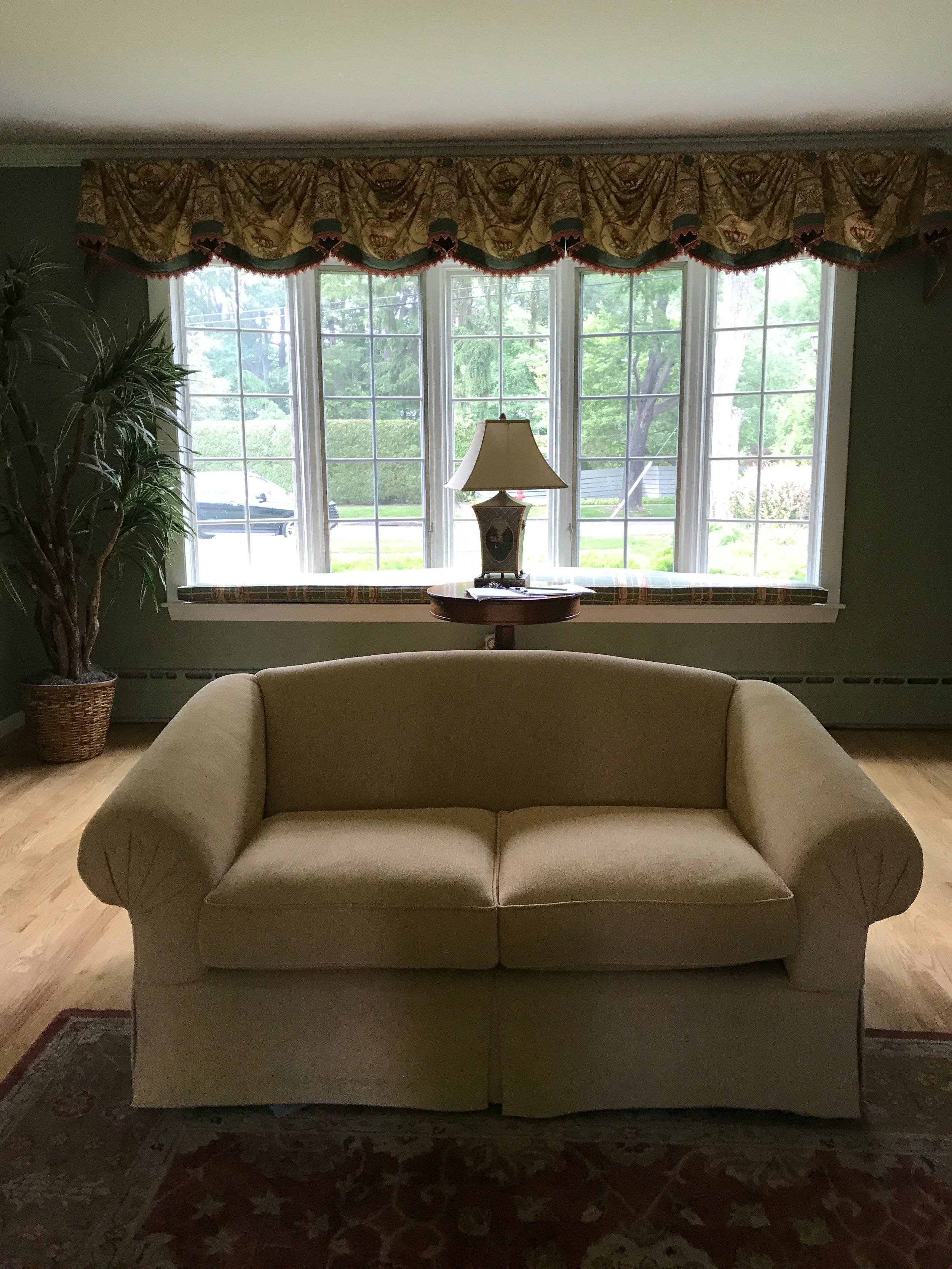 Custom buttercup yellow loveseat
