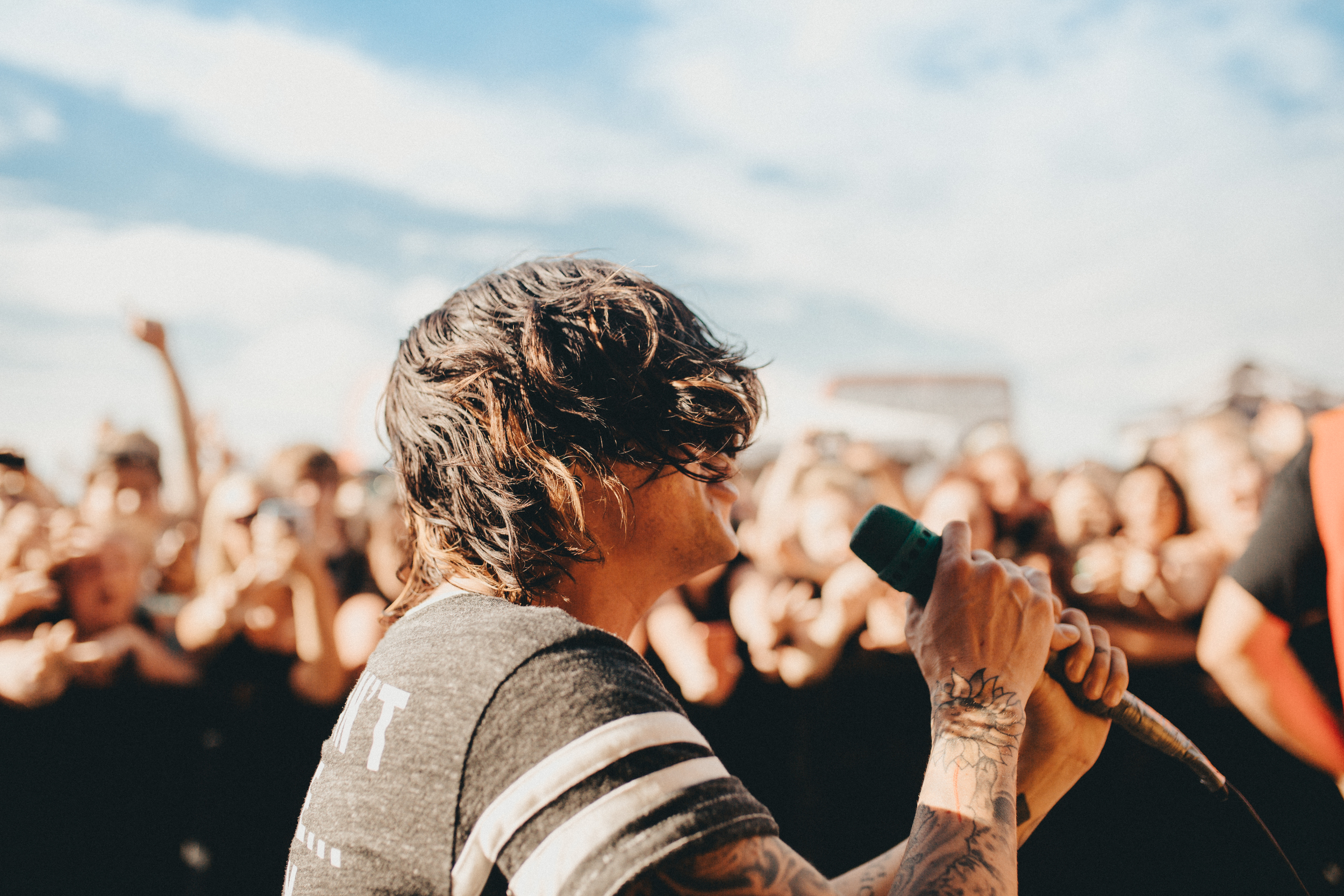   Detroit, MI.  Nick always goes into the photo pit during, "Go Go GO" but boy... it is a whole unexpected event when Kellin goes in . I love the shots we get from it 