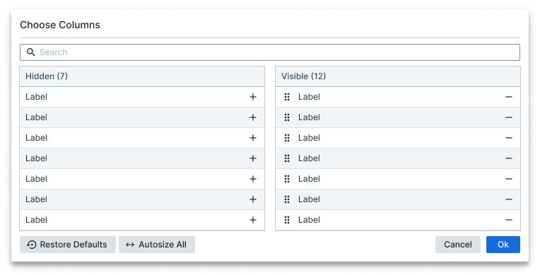 Column Configuration