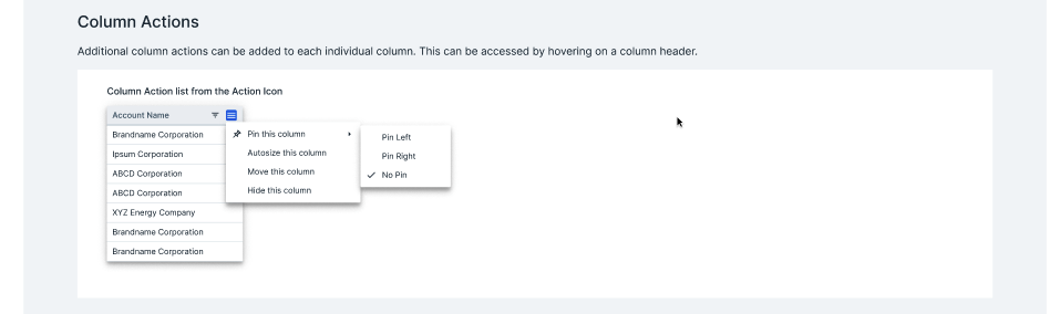 Column Actions