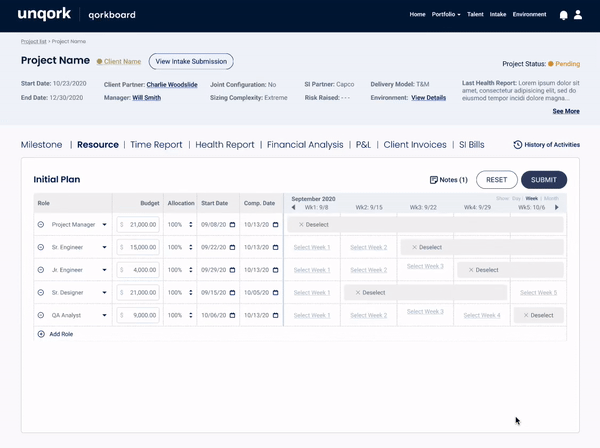 4. Submit Initial Resourcing