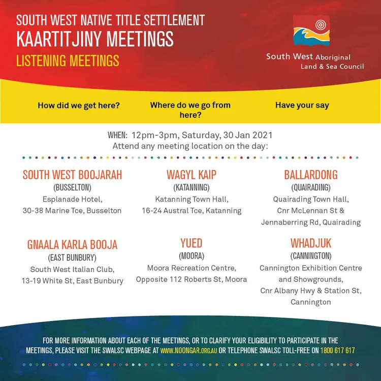 Listening Meetings — South West Aboriginal Land and Sea Council