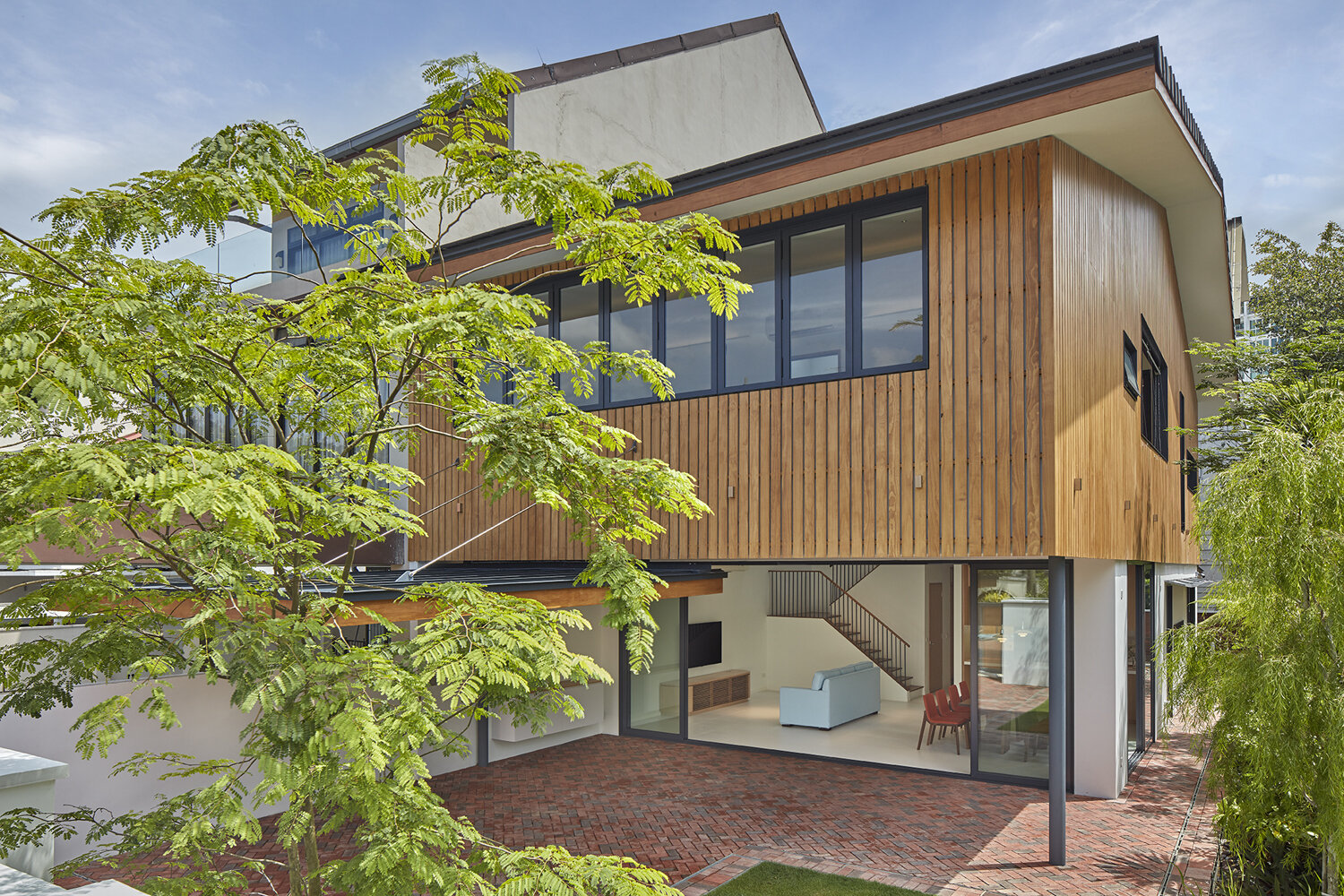 Timber cladded facade of House at Sembawang