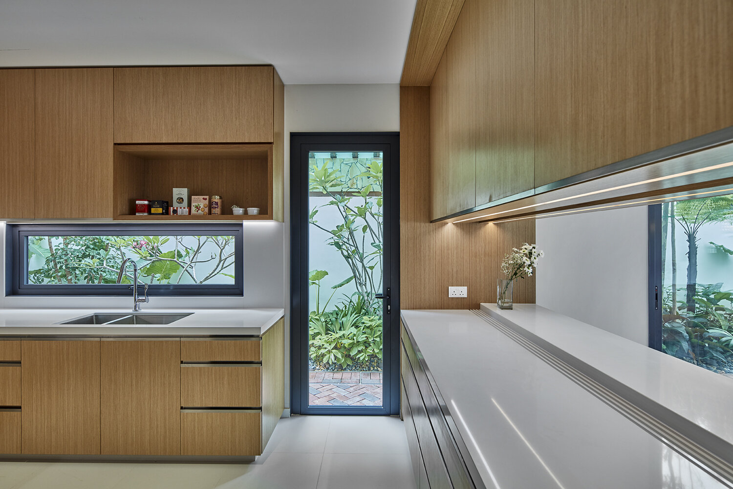 Kitchen with garden in House at Sembawang