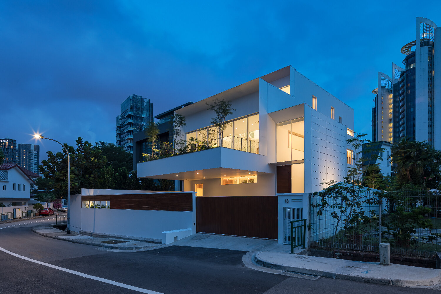 Street view of Hilltop at night