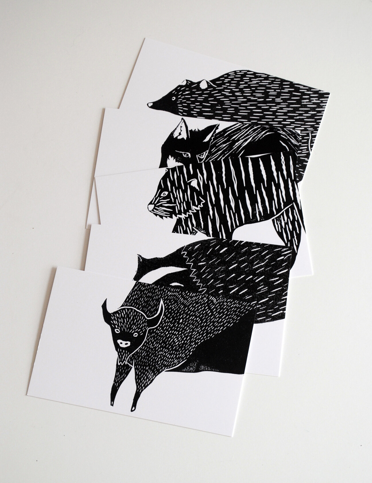 Herd of Five Animals Postcard Set