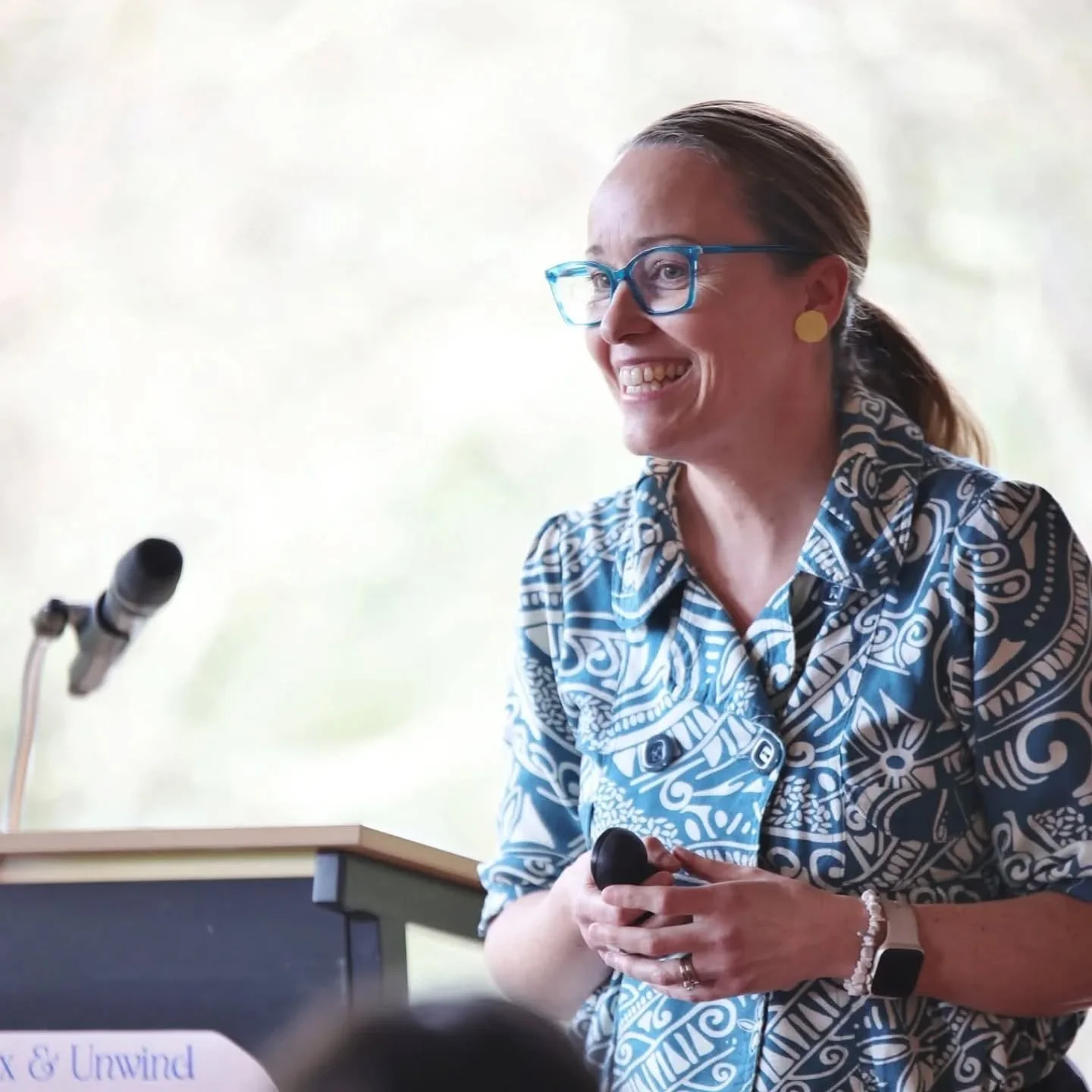 Erika McInerney presents a keynote on marketing at a female founders conference in the Yarra Valley.