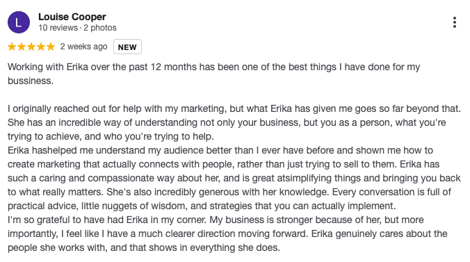 Louise describes in detail a 2 month mentoring relationship with Erika and why it was such a positive professional and personal relationship.