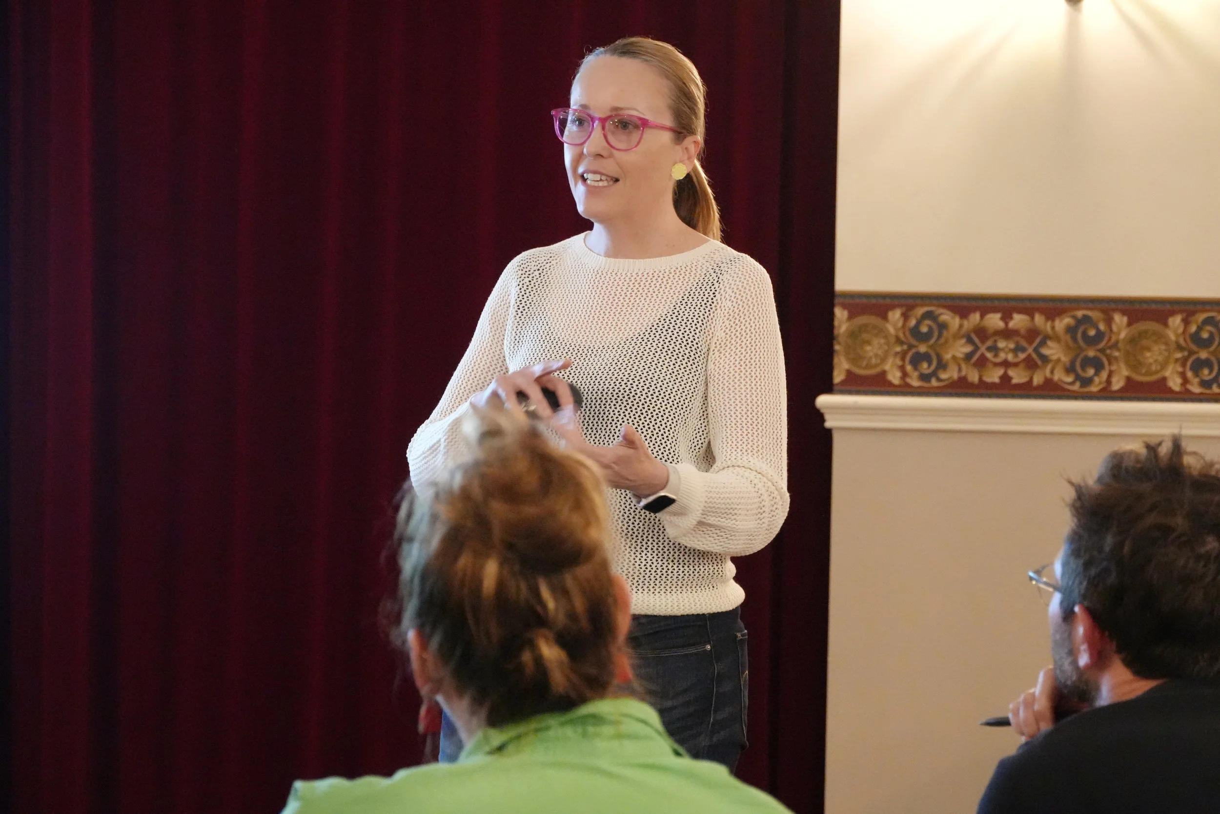 Erika McInerney presenting a workshop on social media to Maffra Business Group in 2025.