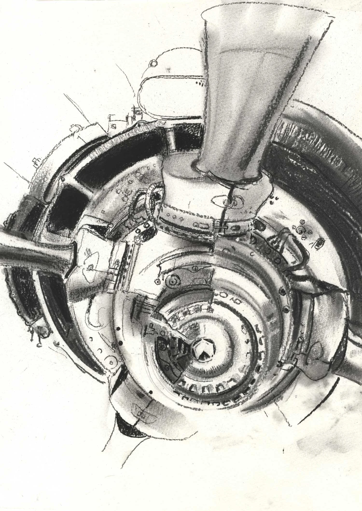 Cross section of airplane engine, Knightstone Tearooms, Yelverton