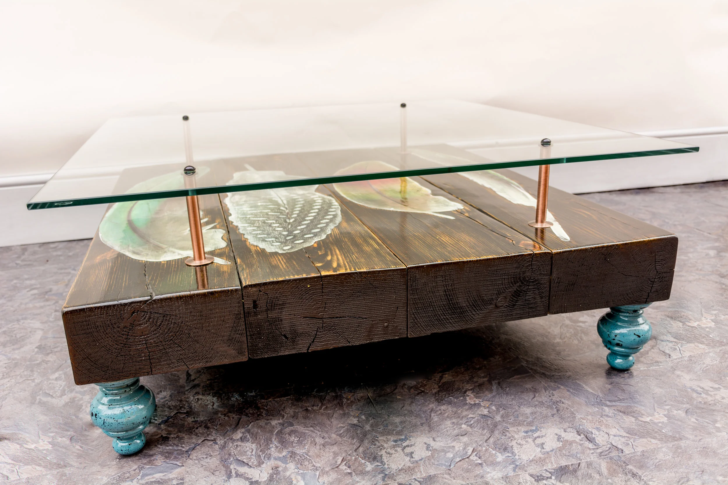 Coffee table / glass top coffee table