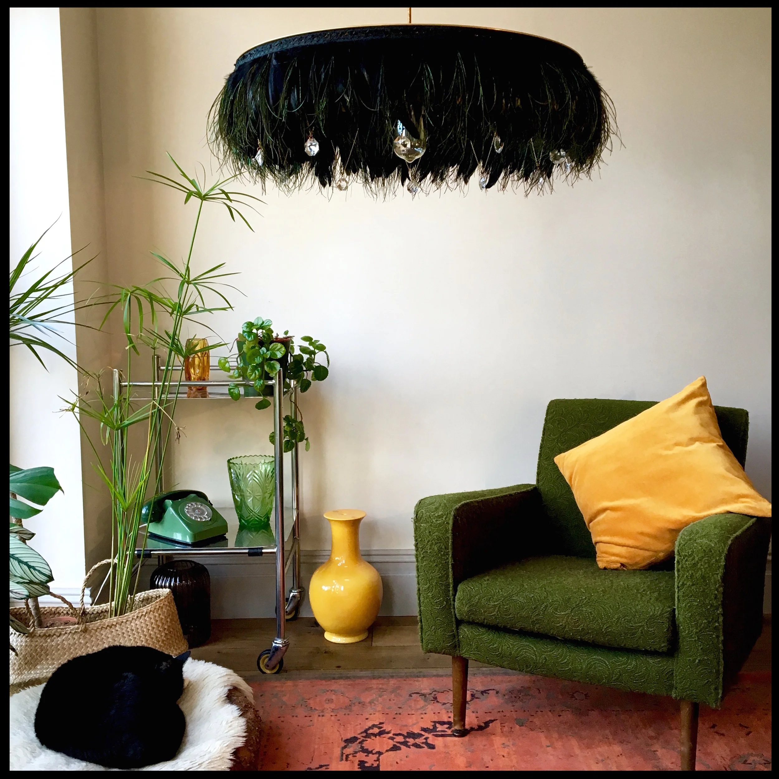 Sadie peacock with cat feather light Coldharbourlights.jpg