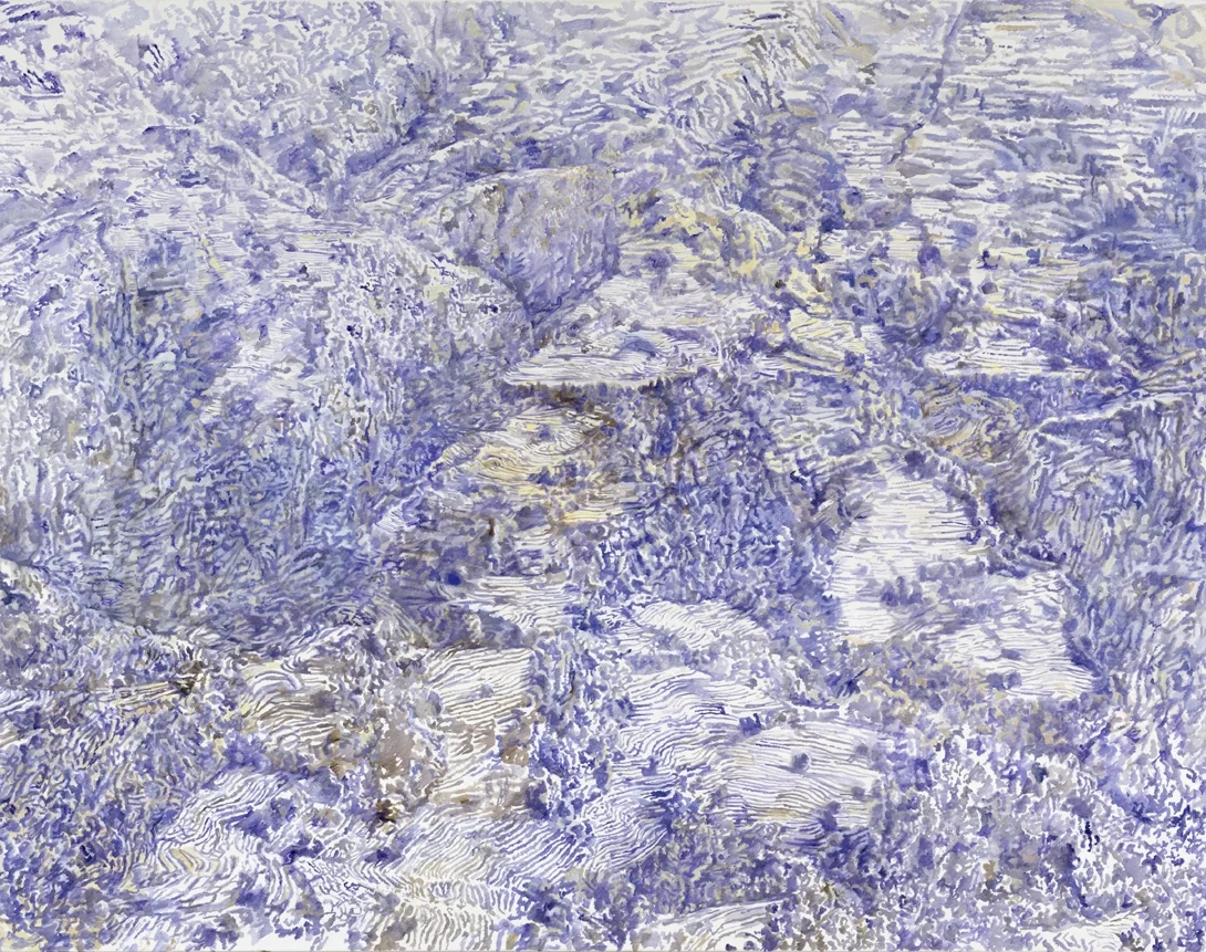 mountainside, fields tempera & oil on cotton 195 x 250 cm 2007