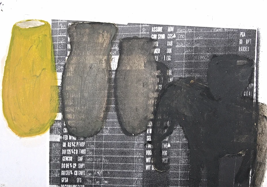   stockmarket   oil on photocopy  1991 