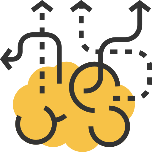An illustration of the brain with many arrows coming out