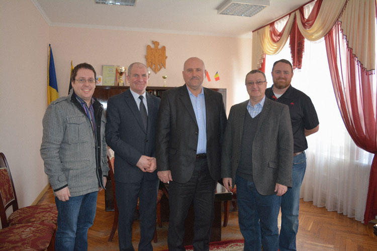 Pictured above from left: Mark Morgan / Europe Director, Stella's Voice; Sergiu Postica / Director, Leova Department of Children's Protection; Ion Gudumac / President, Leova; Brian Paterson / Executive Director, Stella's Voice; and Josh Hellums / House Parent, Adullam House