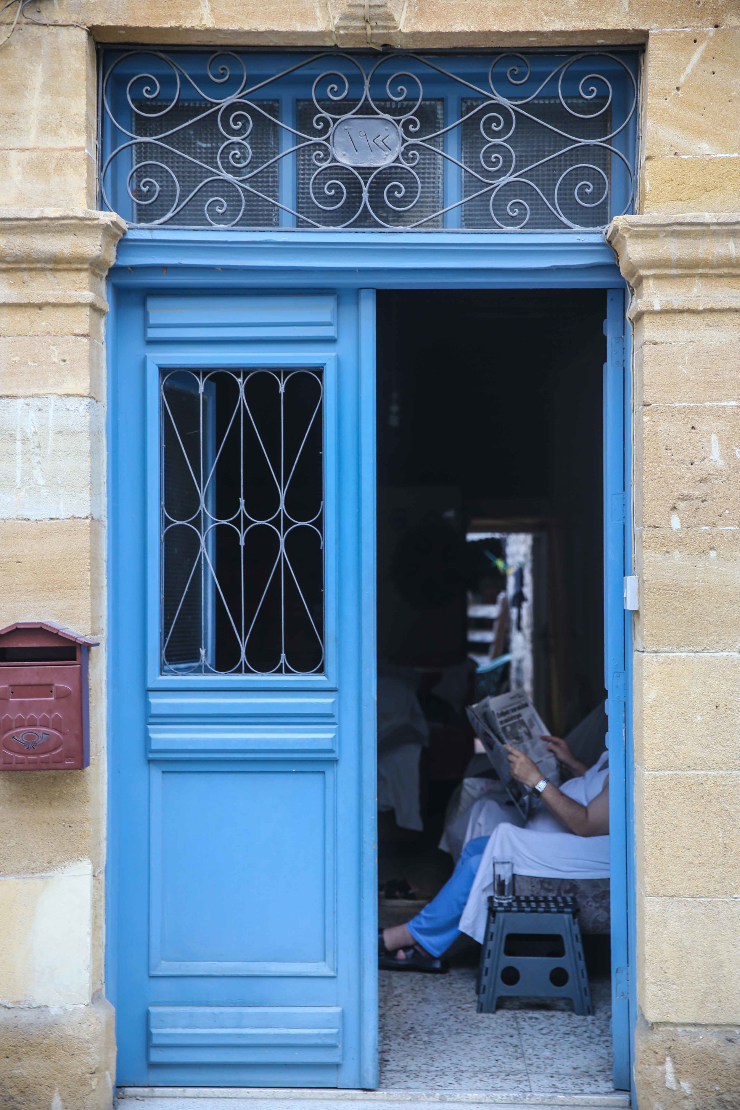 Blue door in Nicosia, Cyprus