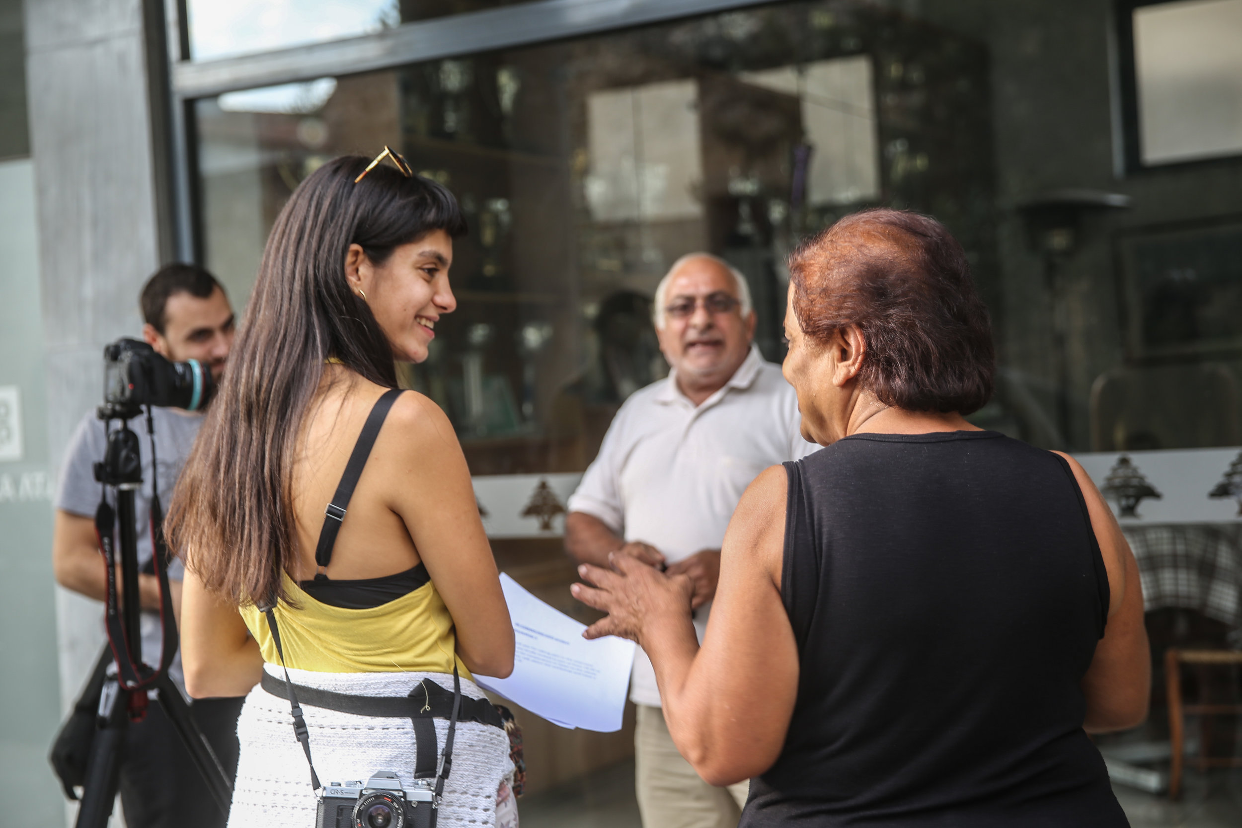 Talking with locals in Nicosia, Cyprus