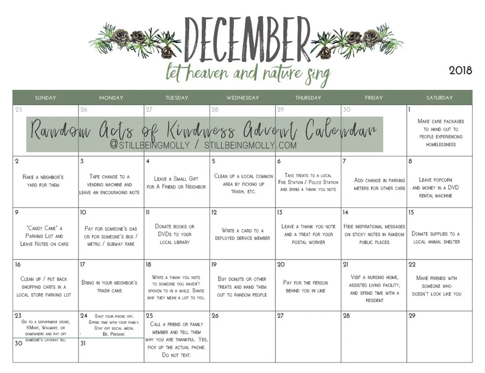 An alternative Christmas calendar: Kindness advent 2018 — Travel  Writer・Event Photographer・Blogger