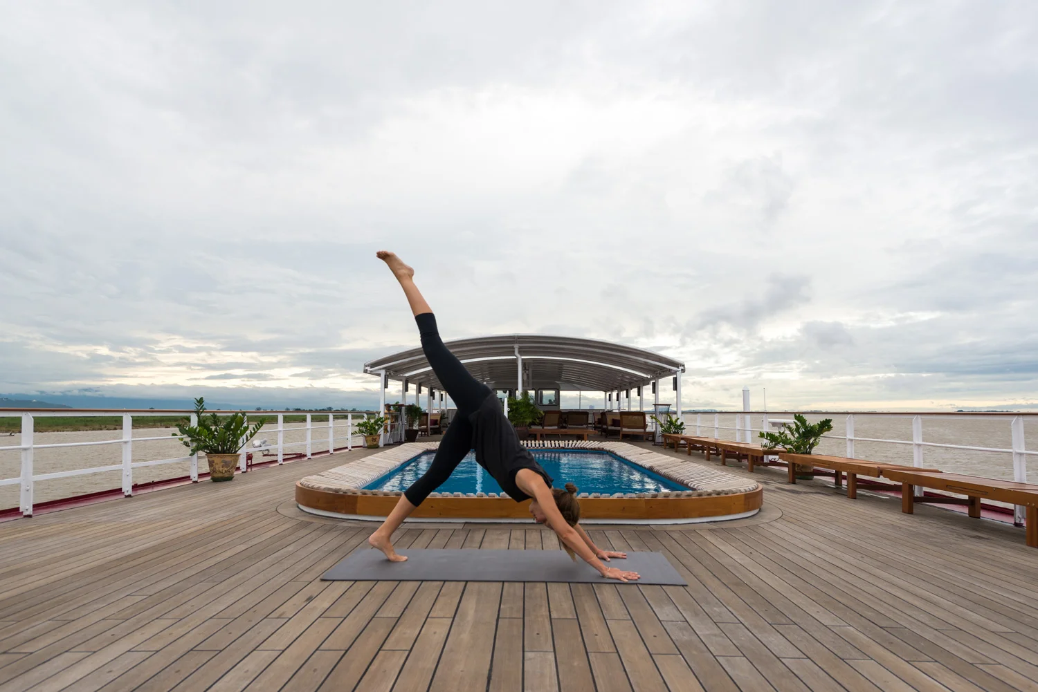 Yoga demonstration aboard the Road to Mandalay