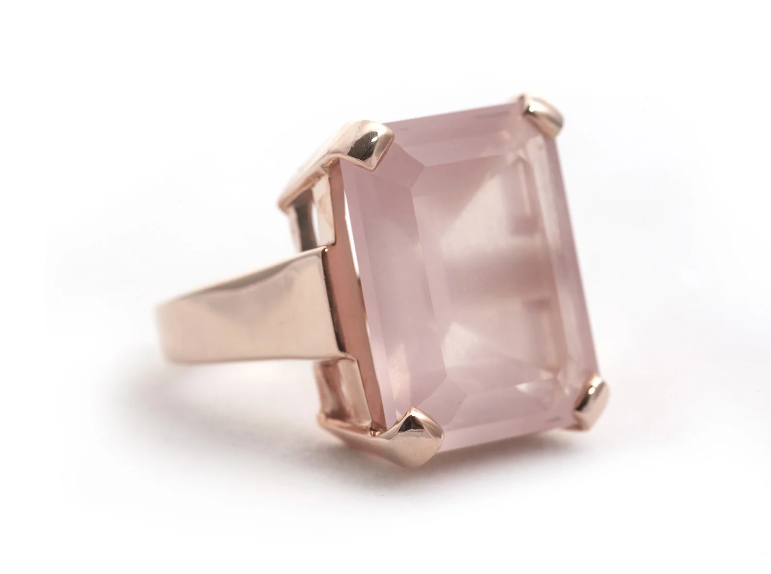 Elverd Designs Rose Quartz/Rose Gold Art Deco Ring