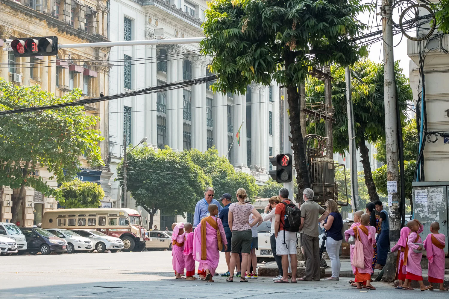 CEO guests meeting nuns on Pansodan St, Yangon