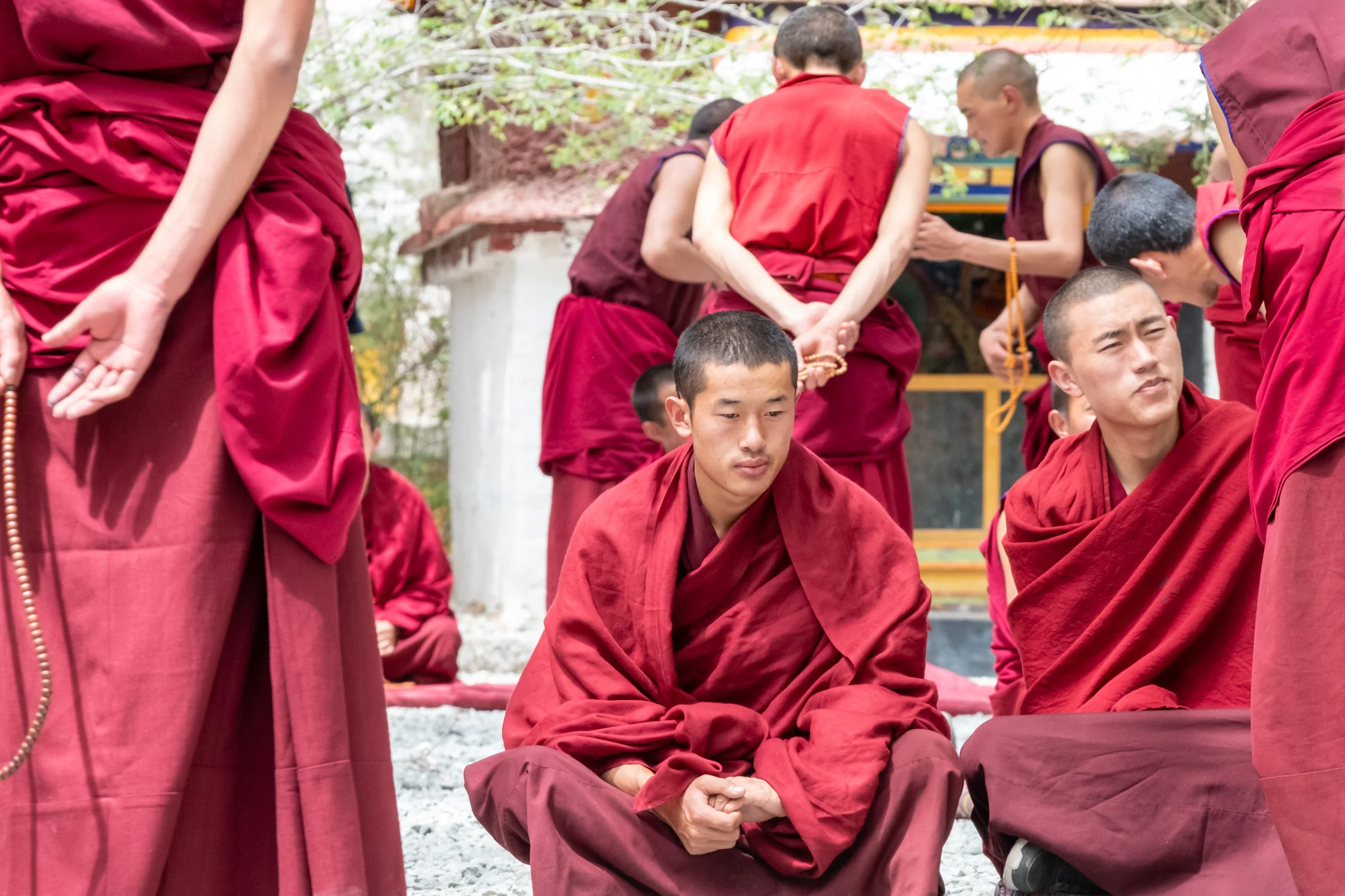 Monks debating buddhism at Sera Monastery, Lhasa