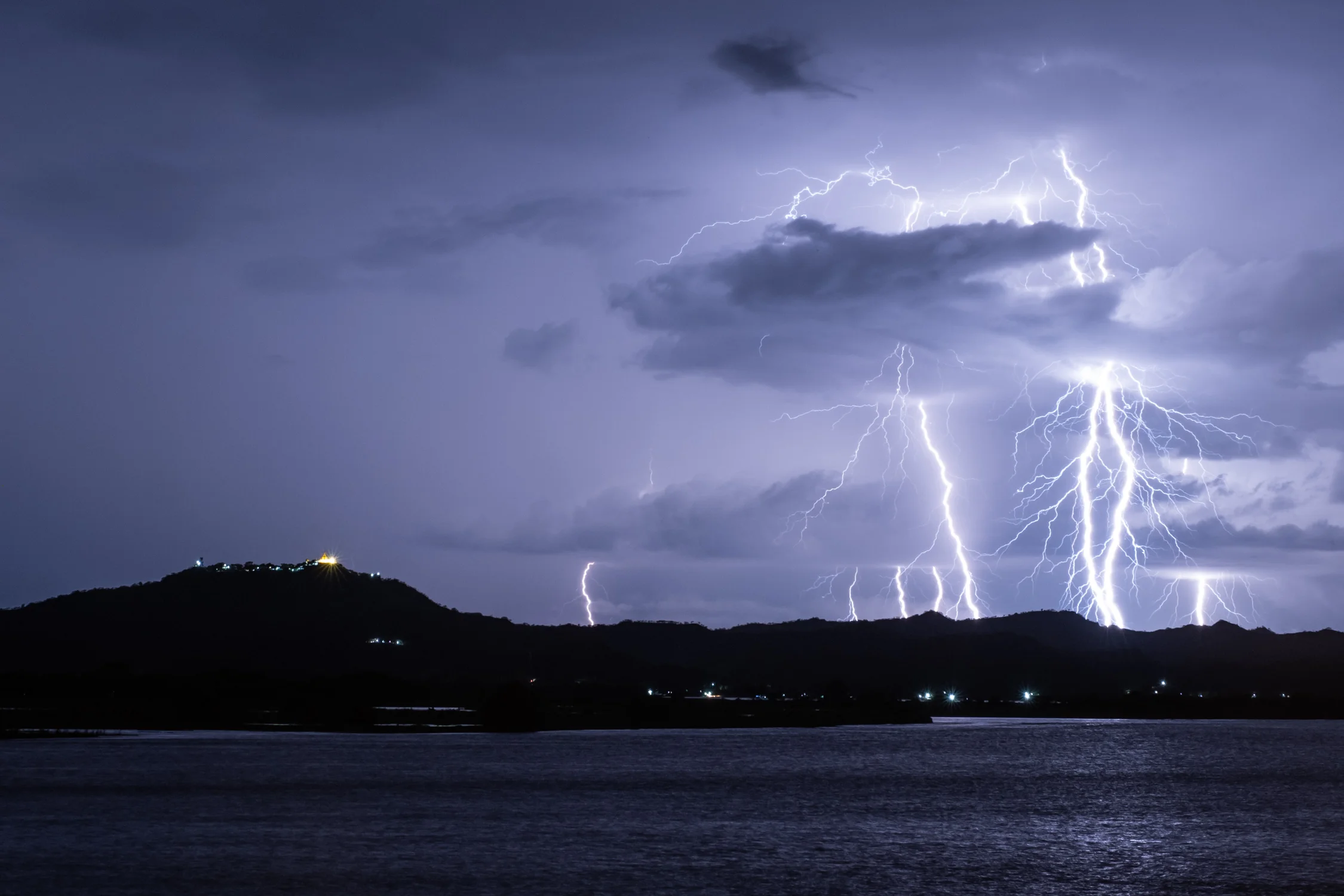 Lightning over the Irrawaddy River
