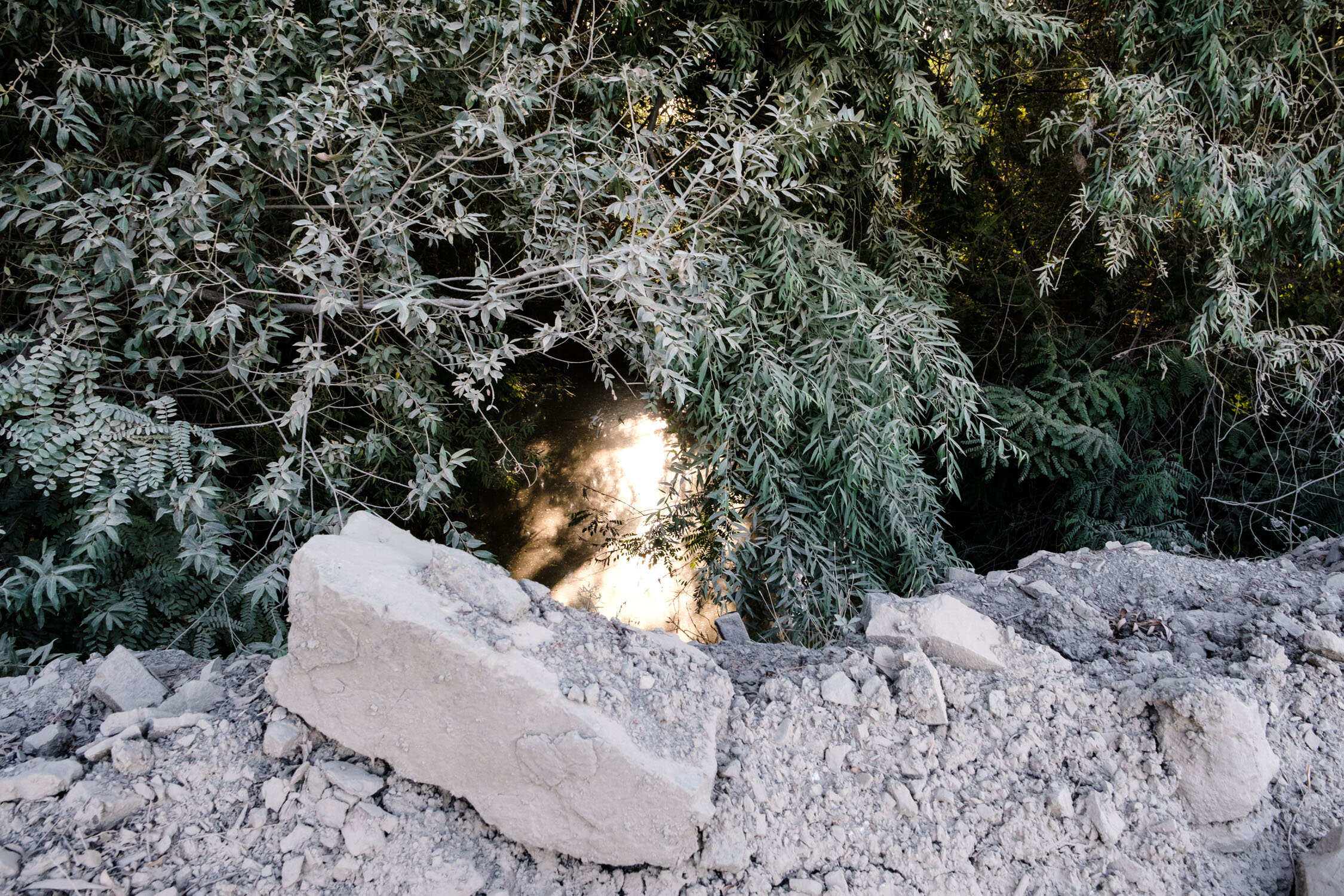 Construction dust clogging a minor lake