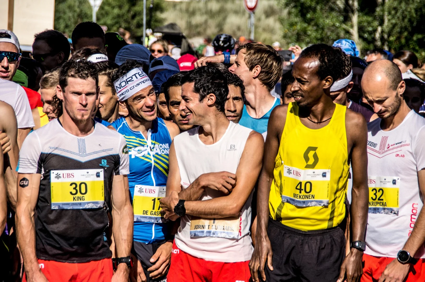 Kilian Jornet (centre): could win his seventh Sierre-Zinal title on Sunday (pic credit: Val d'Anniviers Tourism)