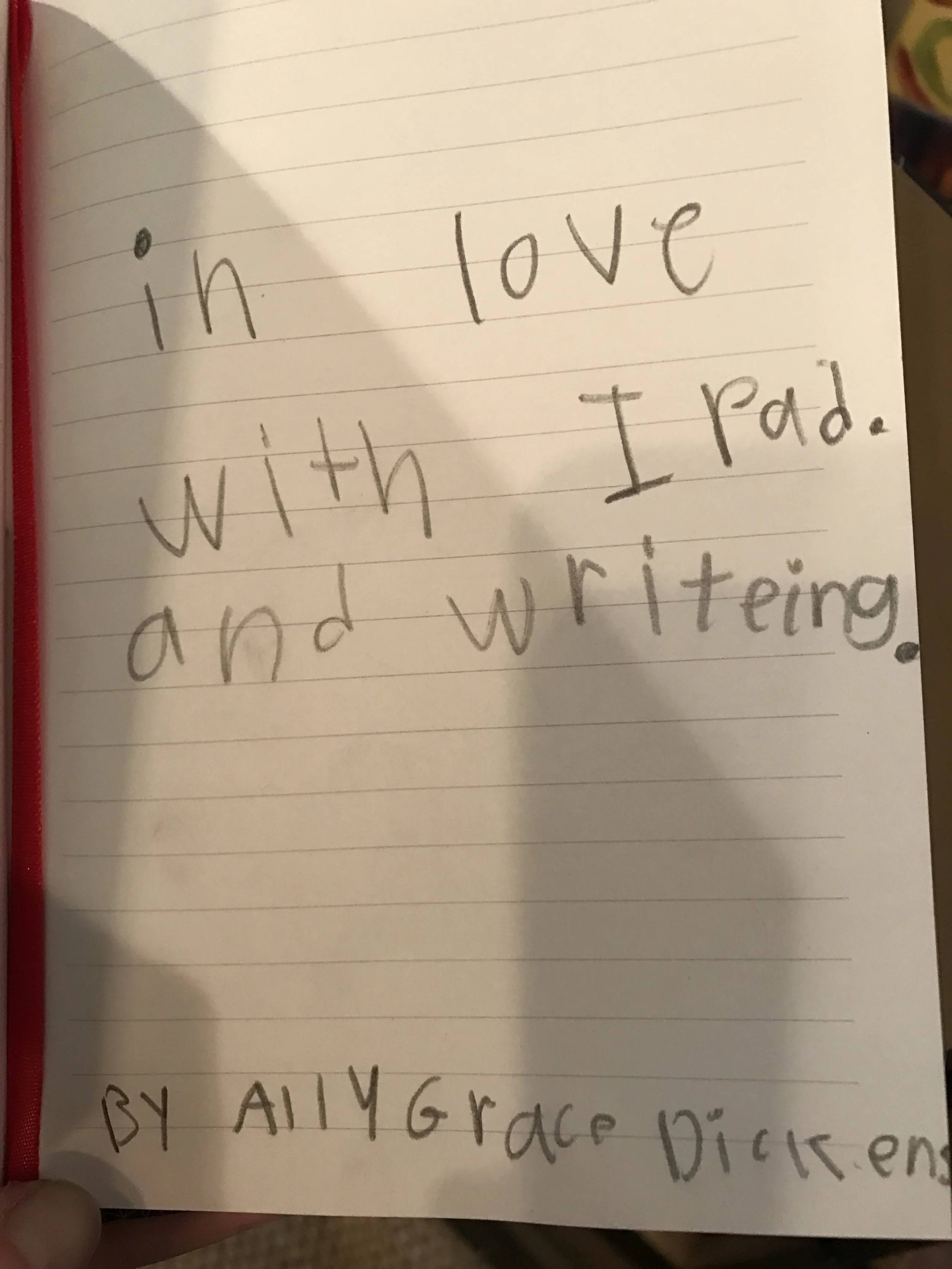 well, at least the iPad is canceled out by the writing. #mommath And AT LEAST IT'S NOT A BOY. YET.