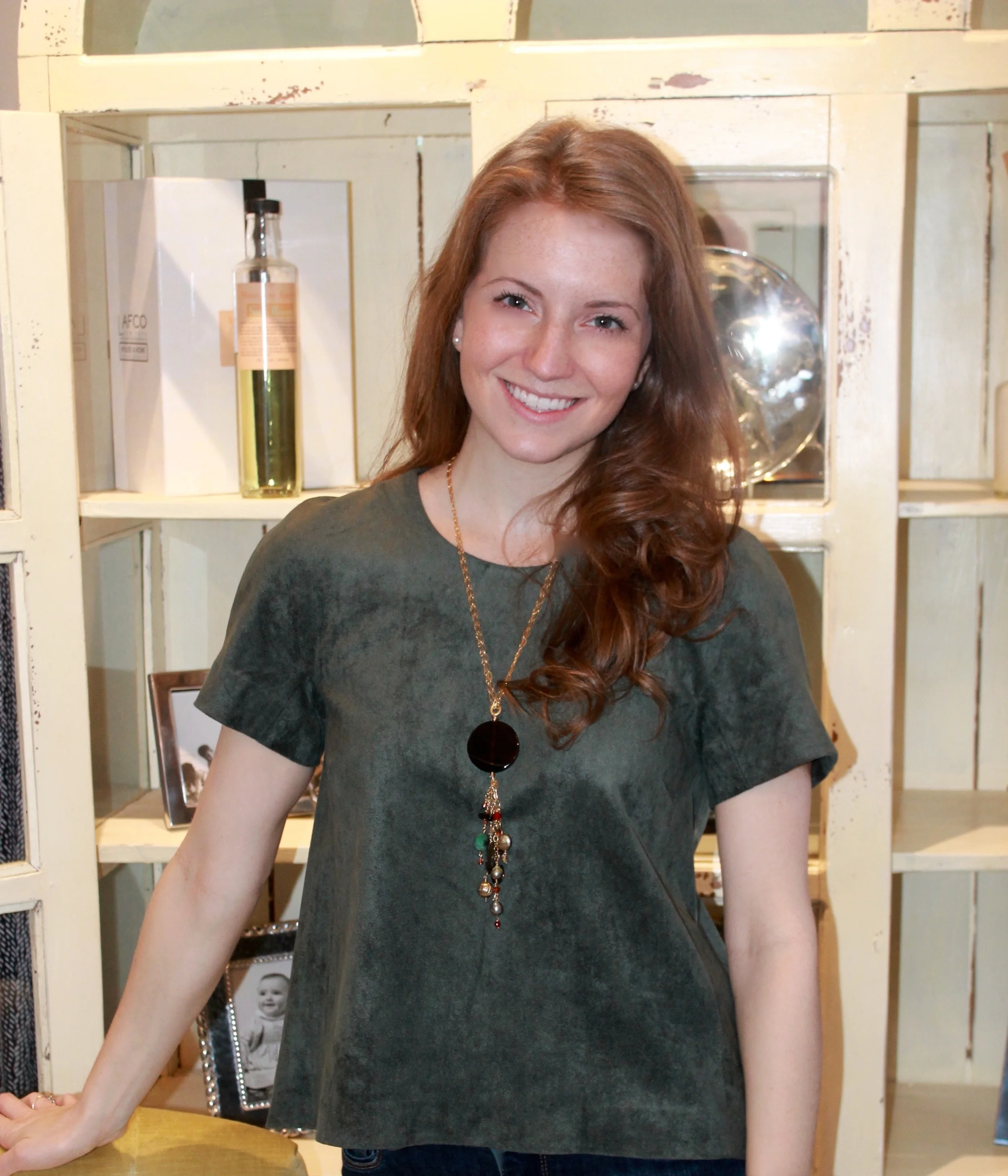 BCBG Mariko Elm Suede Top