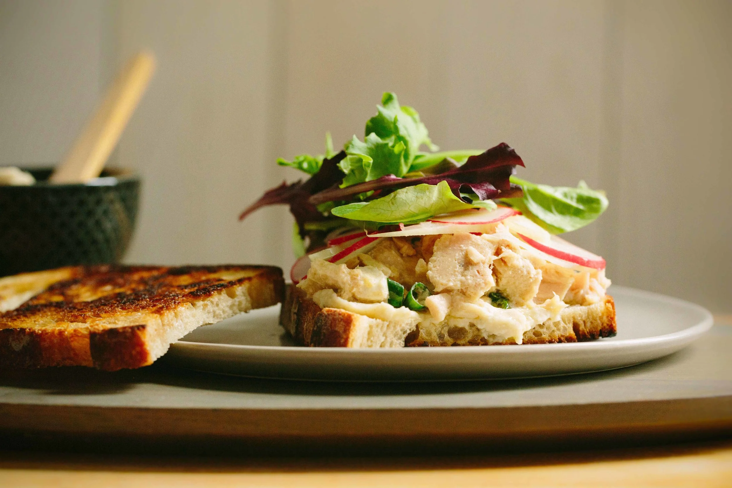 Tuna Sandwich with Pickled Radish, Fennel + White Bean Spread — A
