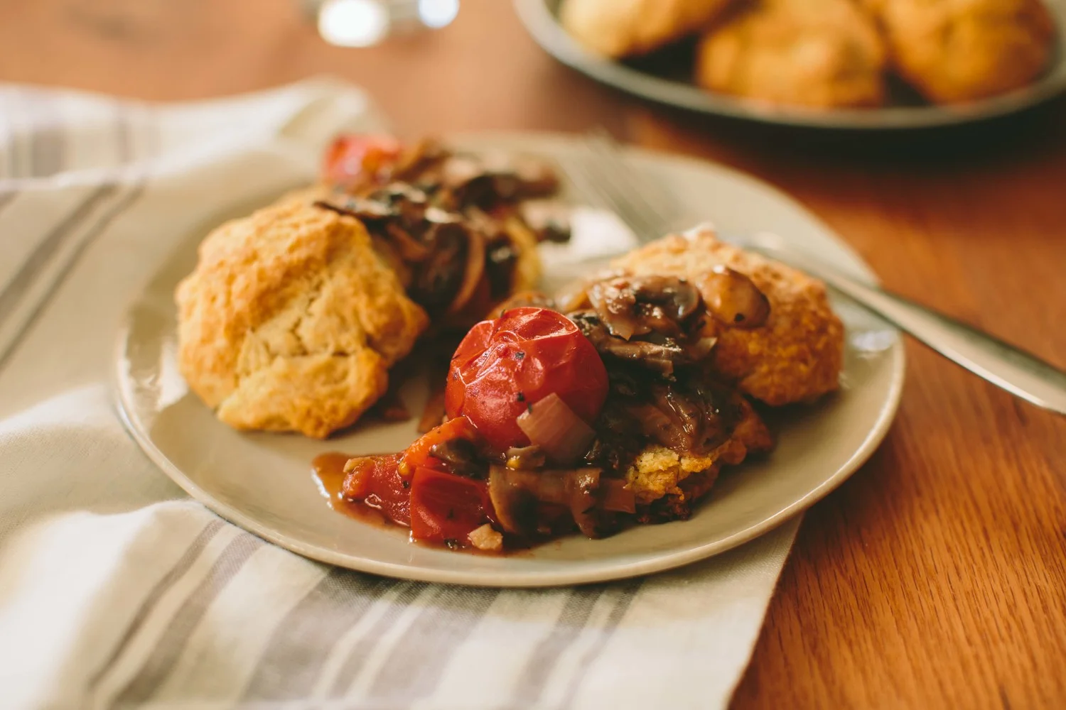 Buttermilk Biscuits with Mushroom Gravy