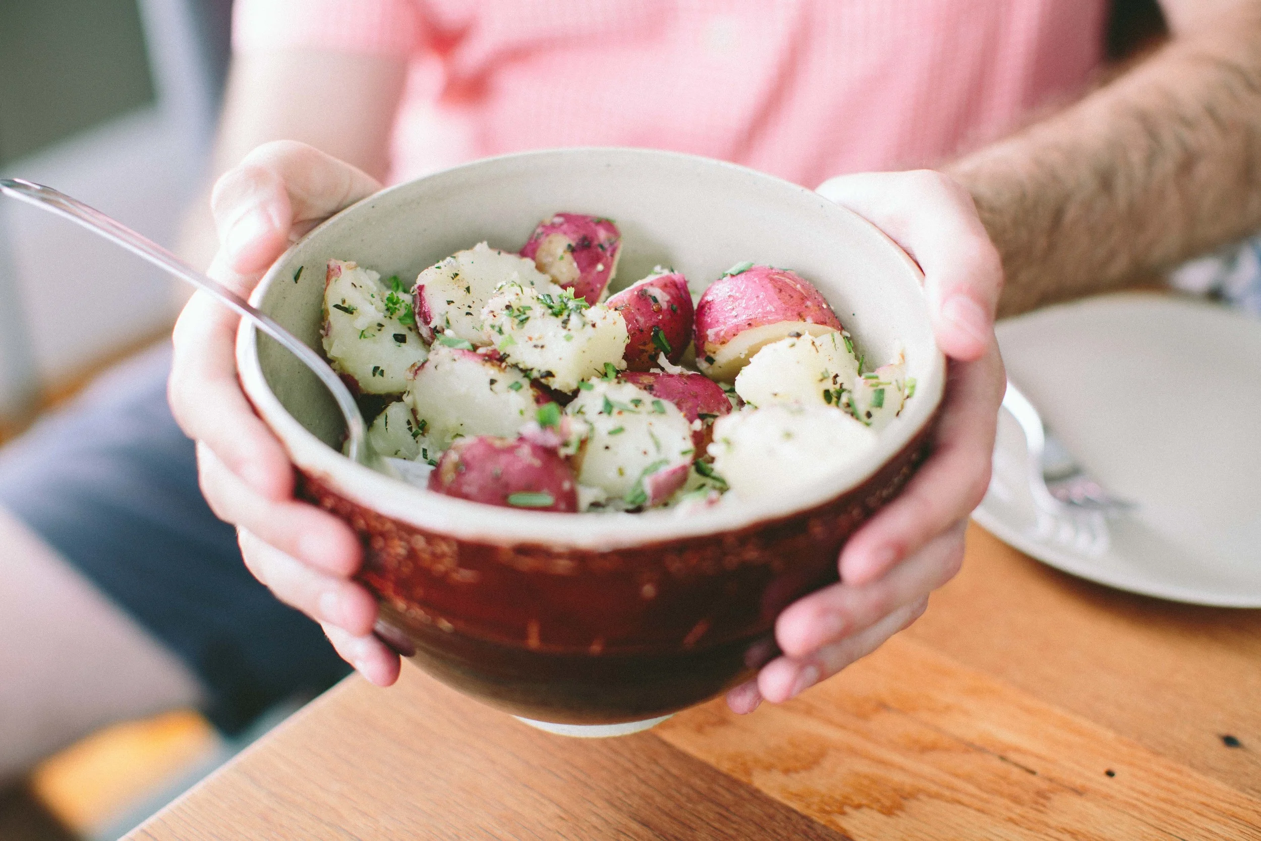 Buttery New Potatoes with Garlic and Herbs // A Thought For Food