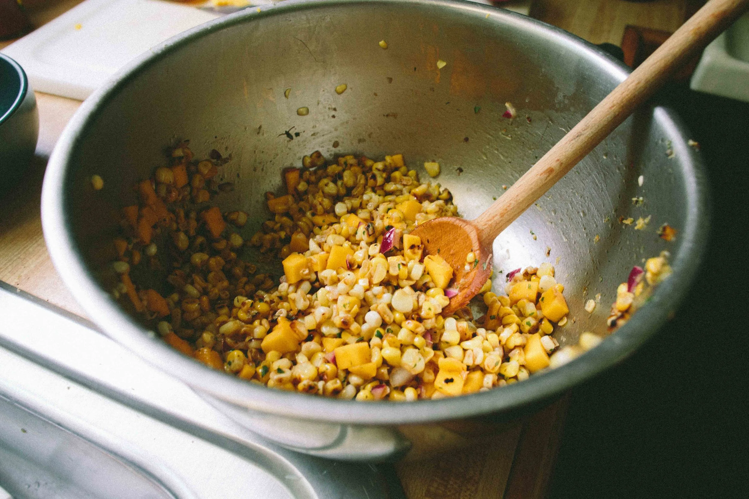 Charred Corn and Mango Salsa + Plantain Chips // A Thought For Food
